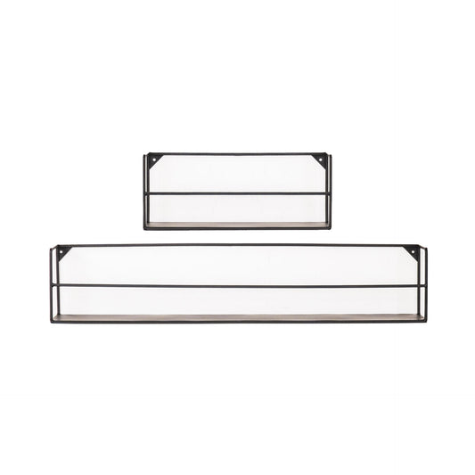Vegghyller - Svarte - Metall - 40x14x16/80x14x16 cm sett 2.stk